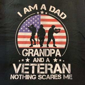 Dad Grandpa Veteran Black Graphic Tee Large